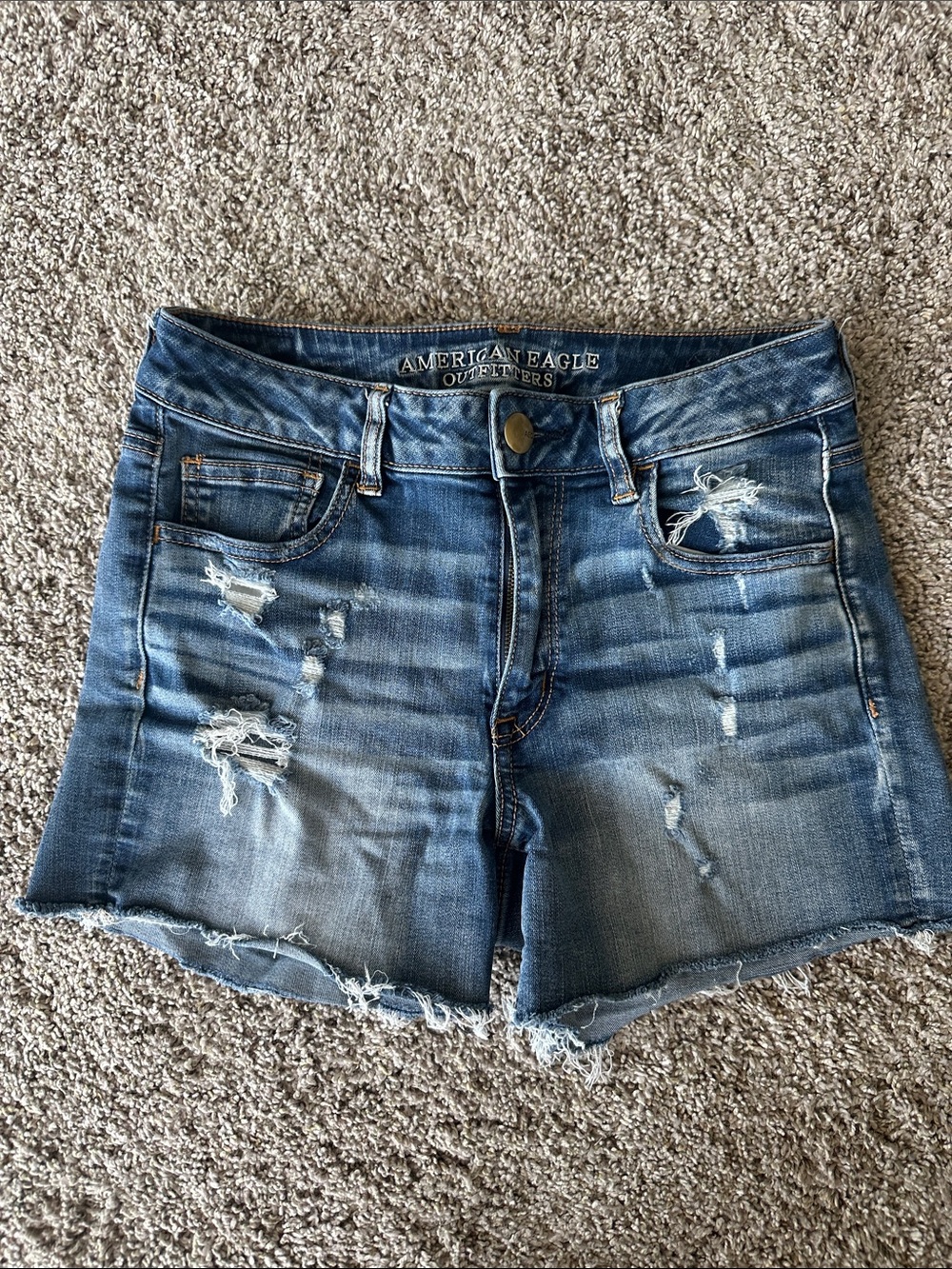 American Eagle Outfitters Distressed Blue Denim Jean Shorts